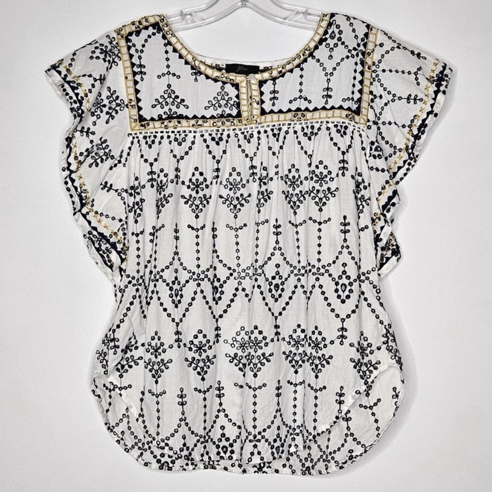 J. Crew embroidered, eyelet blouse
